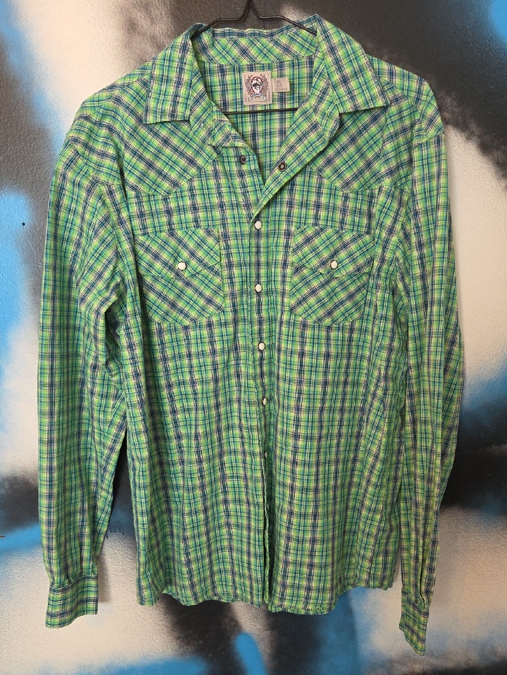 Cinch Womens Green Plaid Western Snap Button-Down Shirt